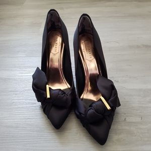 Ted Baker Knotted Bow Satin Heels Black Size 8